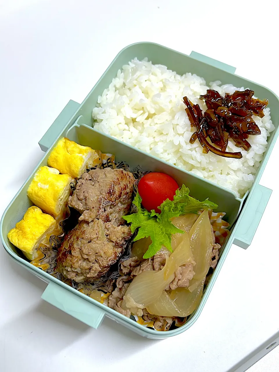 ハンバーグ&牛丼の具弁当|mishiさん