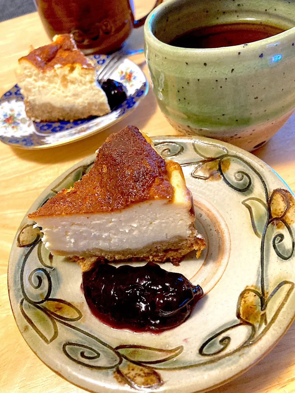 チーズケーキのこり。遊びに来たお友達と☺︎☺︎|さくたえさん
