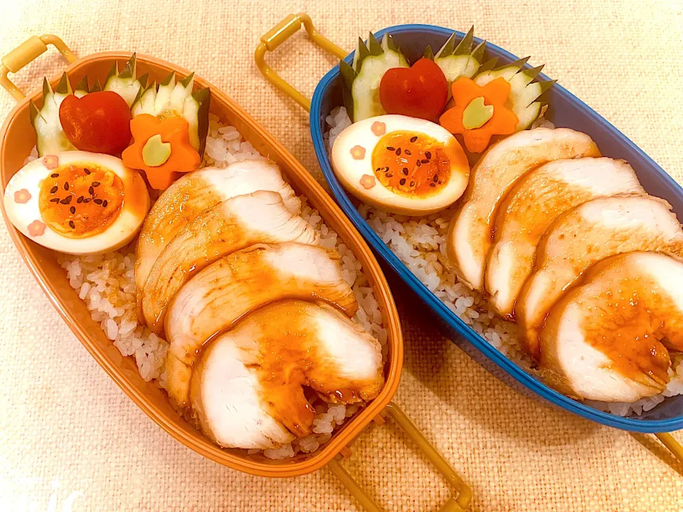 鶏のむね肉チャーシューと味玉のお弁当|naopapaさん