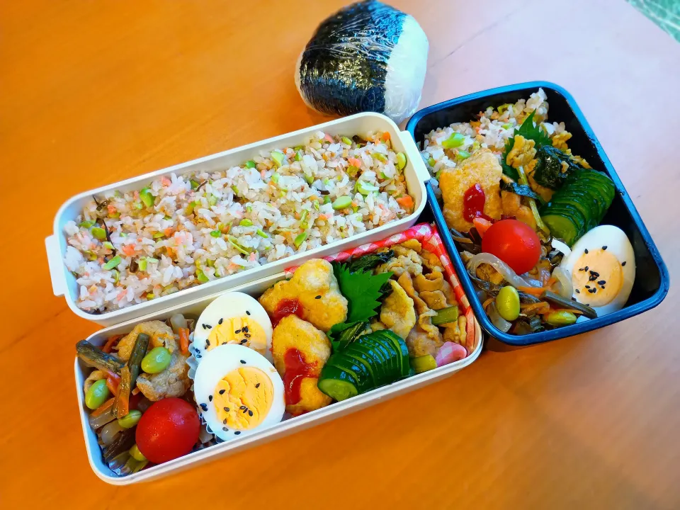 次男・私弁当&おにぎり|tamagomagomagoさん