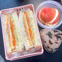 サンドイッチとネクタリン🍑。おにぎりは塾用。|hanakoさん