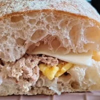 Today's Brunch: Scrambled eggs tuna cheese ciabatta sandwich 😋😛😍🥚🥚🧀🐟 Malaysian bakery ciabatta bread 😋| 🍒lynnlicious🍒さん