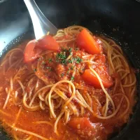 すぱじろうトマトパスタ|ゆきぽよ婆さん