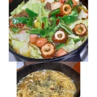 アルモンデアヒージョ～✴️　　　　　からの～ペペロンチーノ🍝| びせんさん