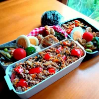 次男・私弁当&おにぎり|tamagomagomagoさん
