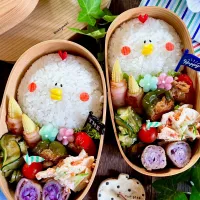 ニワトリおにぎり弁当|Akiyoෆ¨̮⑅さん