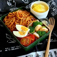 高1男子お弁当　スパゲッティミートソース🍝