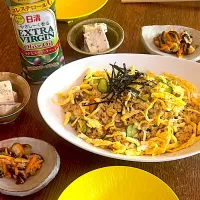 晩ごはん♯鯖の混ぜ寿司🐟♯豆腐のアヒージョ♯日清オイリオ|小松菜さん