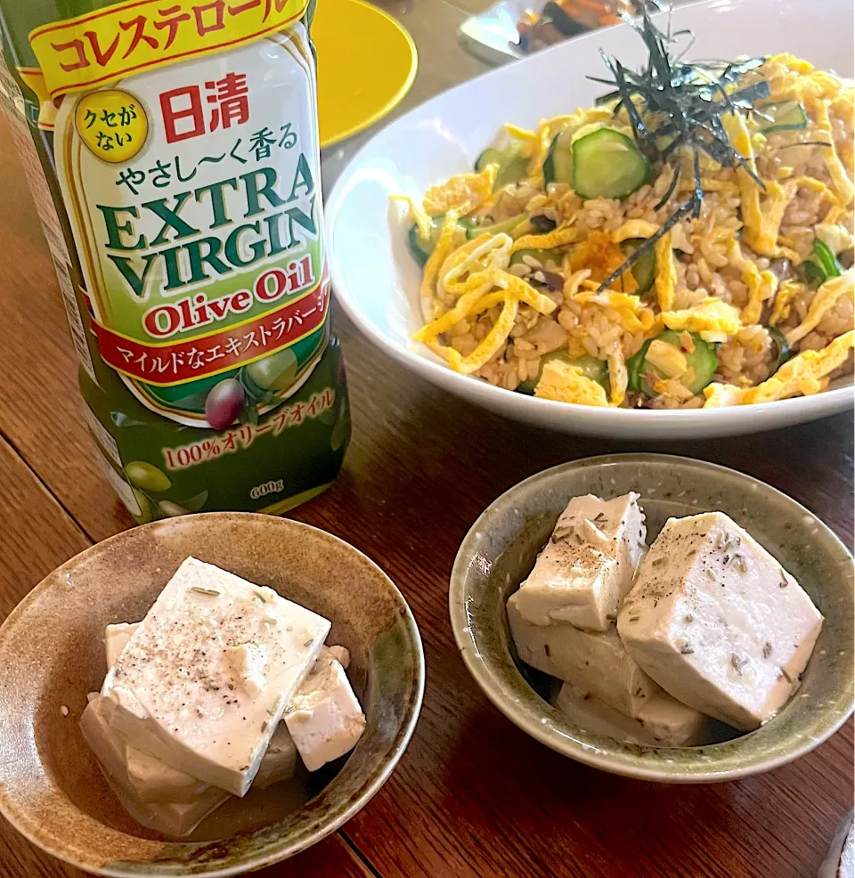 晩ごはん♯豆腐のアヒージョ♯日清オイリオ♯オリーブオイル|小松菜さん