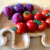 頂き物のミディトマト🍅とスモモ。|さくたえさん