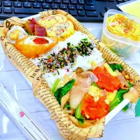 🐷  豚肉と小松菜・卵のオイスター炒め🍱  🐣|TakeBooさん