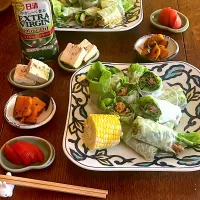 晩ごはん♯生春巻き♯豆腐のアヒージョ♯日清オイリオ♯オリーブオイル| 小松菜さん