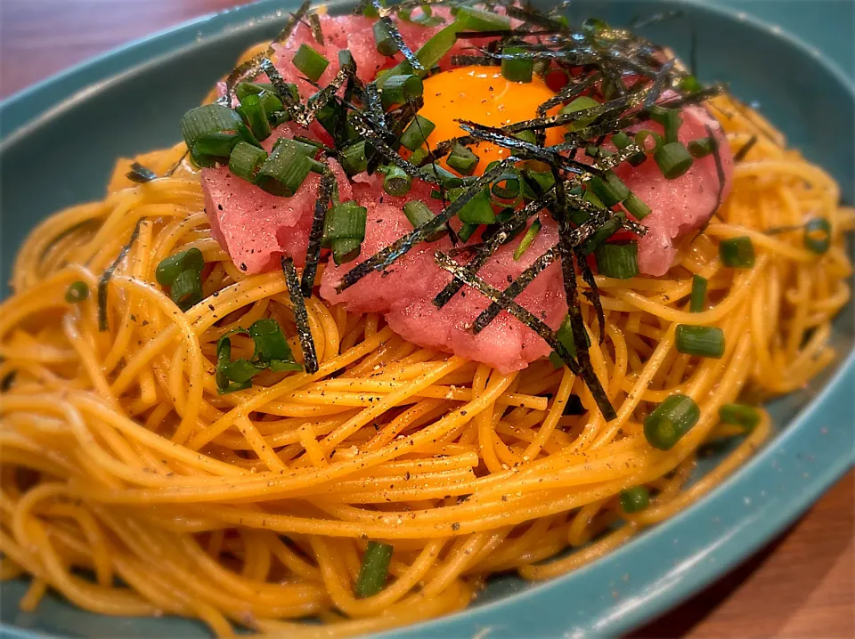 和風ネギトロパスタ|へろへろさん