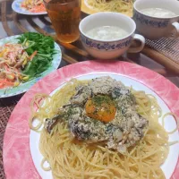 パパ作、きくらげパスタディナーです✨