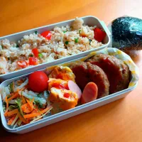 次男弁当&おにぎり|tamagomagomagoさん