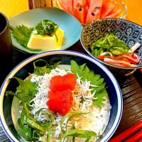 しらす明太子ご飯で晩御飯|Mikaさん