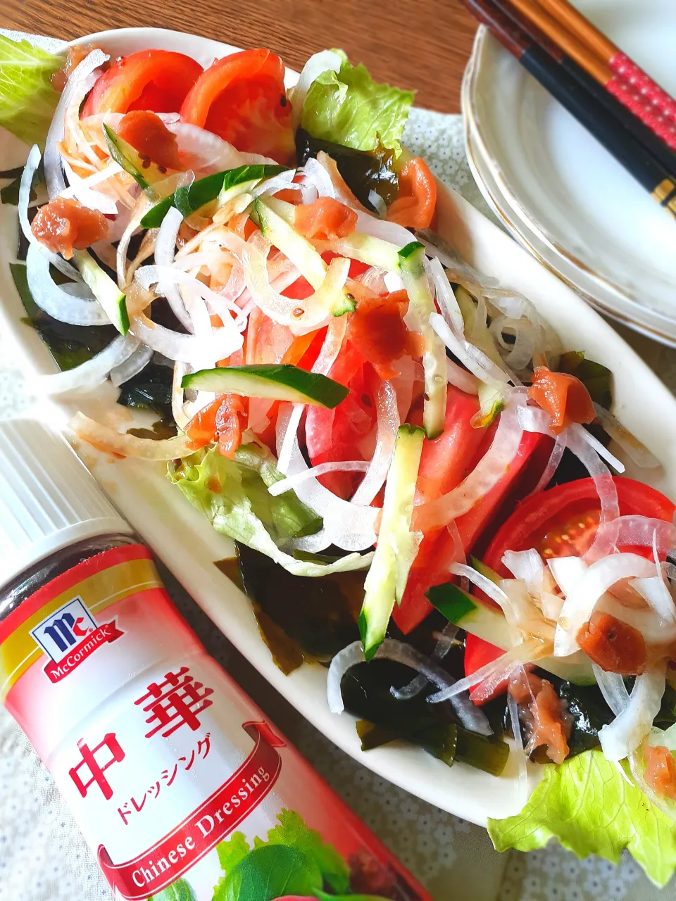 地元産ワカメとトマトのサラダ🥗|fumfumさん