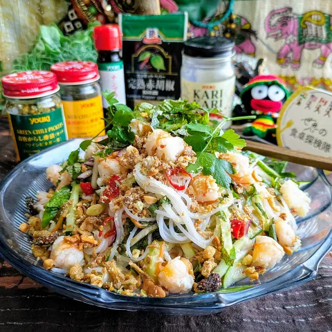 「青唐がらしカット（酢漬）」を使ってみたSnapdishの料理・レシピ写真:🌏『世界の食卓探検隊』🇱🇦ラオス料理
【🇱🇦タムソムサラダ】