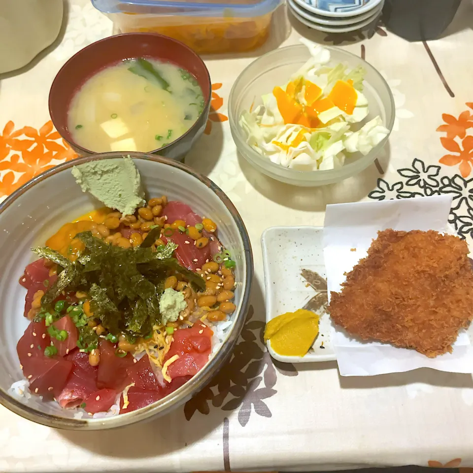 納豆鉄火丼 ヒレカツ1枚セット|T. Wonderさん