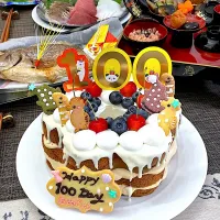 孫の100日㊗️のケーキ|シフォンさん