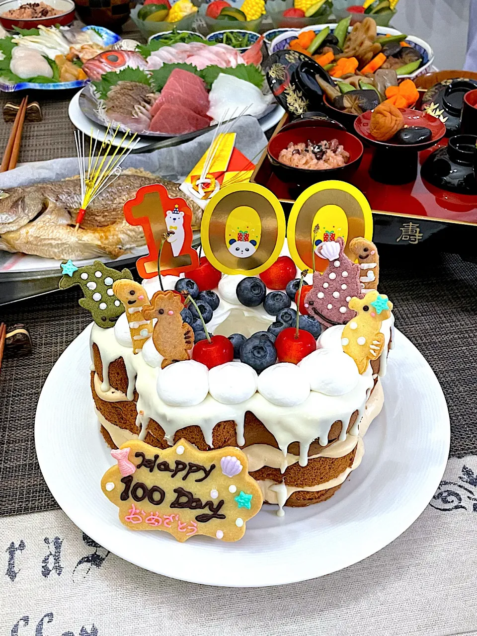 孫の100日㊗️のケーキ|シフォンさん