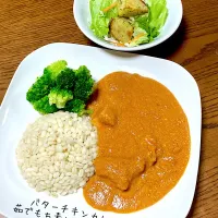 バターチキンカレー　茹でもち麦とブロッコリー|o-kazuさん