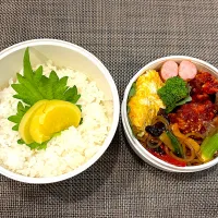 高校生息子のお弁当🍱 ヤムニョムチキンとネギしらすオムレツ弁当🍱|Snow10さん