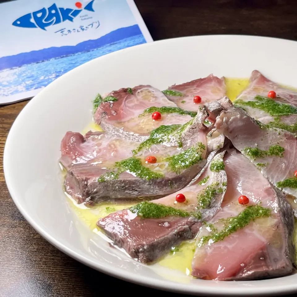 💫レシピ動画💫ぶりカルパッチョ〜オオバジェノベーゼ＆レモンソース〜|biskesさん