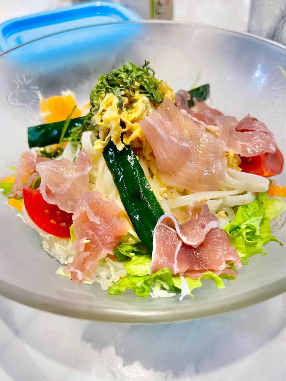妻作。冷やしサラダうどん|ぎんさん