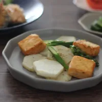 長芋とアスパラと厚揚げの塩糀バター炒め|ちいさなしあわせキッチンさん