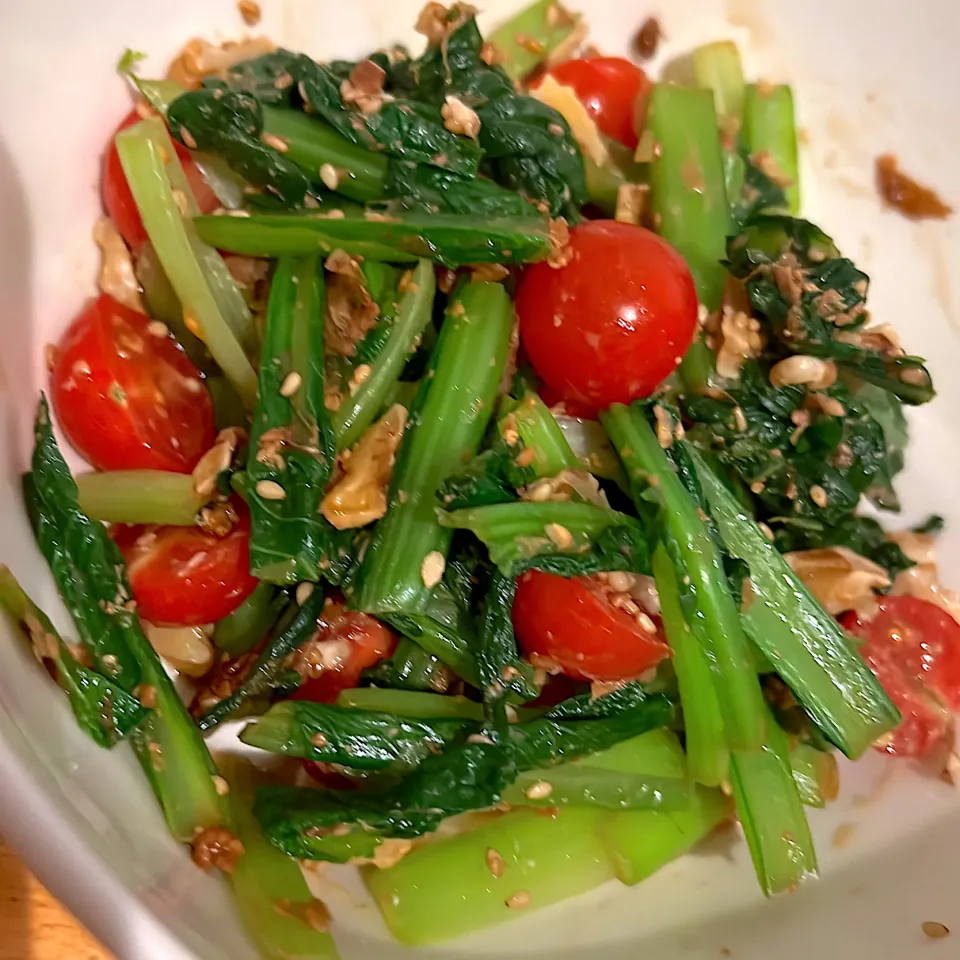 小松菜とトマトのくるみ味噌和え|あおさん