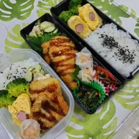 アジフライお弁当です✨ウインナーの卵焼き上手く巻けました😊