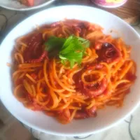 タコのガーリックトマトソース|みえさん