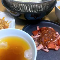 スルメイカのオリーブオイル炒めと洋風素麺|pippiさん