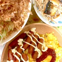 たぬき素麺、鯖の塩焼き、オムレツ|まみみさん