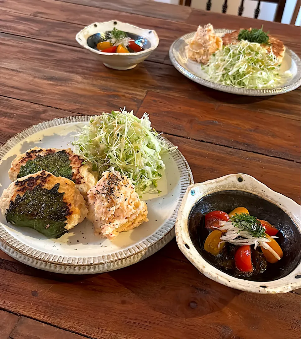 鳥つくね　タラモサラダ　もずくトマト|Nakaba Kobayashiさん