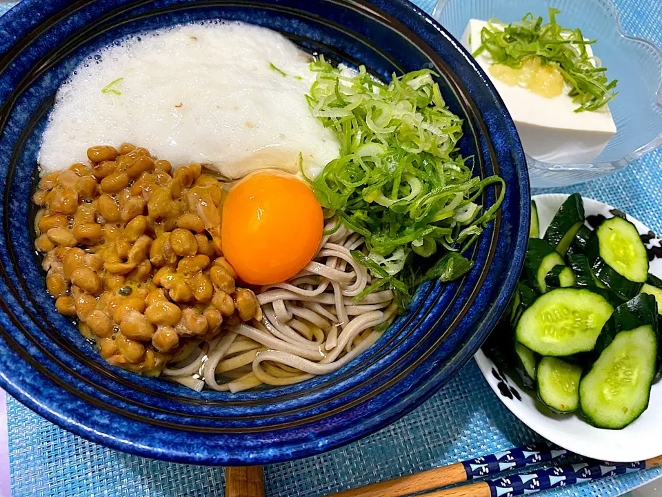 夏の冷製ネバネバぶっかけ蕎麦|単身赴任のっちさん