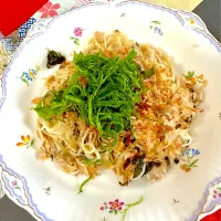 紫蘇と鮭の中骨缶の素麺チャンプルー|プクママさん
