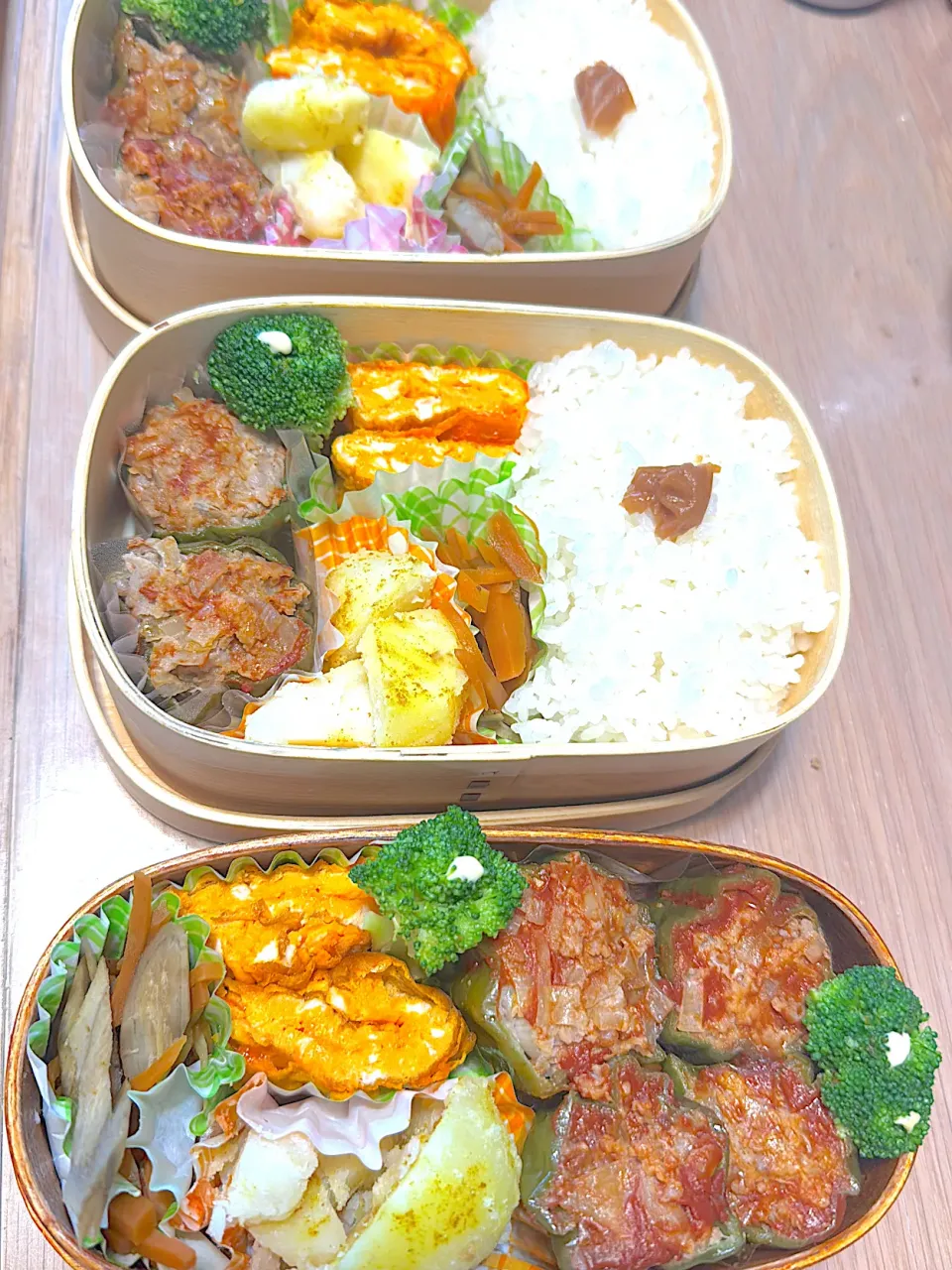 ピーマン🫑の肉詰め弁当🍱|ふみふみさん