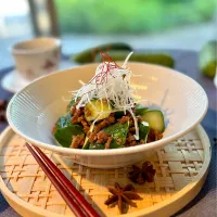 胡瓜と肉味噌のピリ辛おつまみ