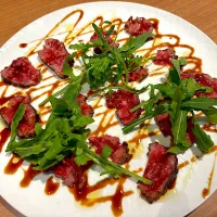 6月26日・［肉屋うたがわ］・⑤赤身のたたき😋✨（ちょっと！バルサミコソースが強過ぎな感じ😅）