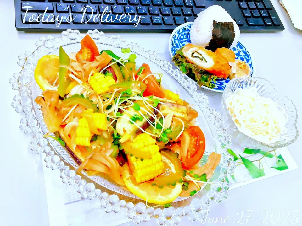 🐷豚しゃぶと夏野菜のめんつゆ豆板醤漬け🍆|TakeBooさん