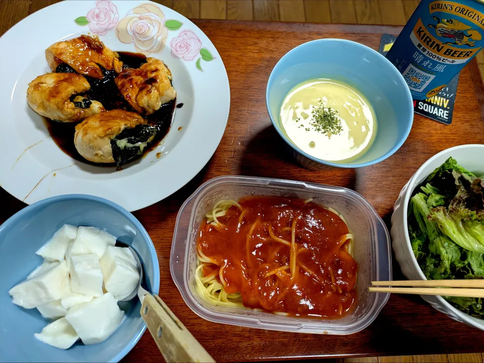 鶏ささみの大葉チーズ焼きなどの晩ごはん😋|jpsさん