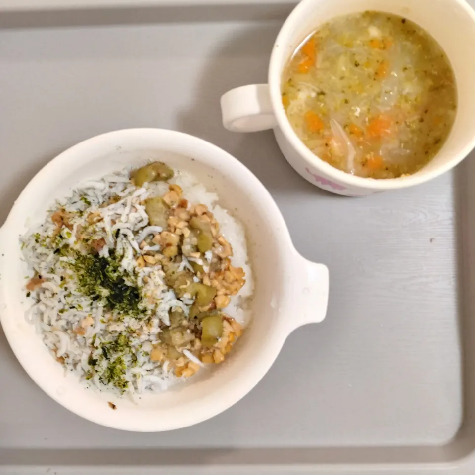 【離乳食完了期】🌇しらす納豆ナスご飯・野菜ポトフ風|souさん