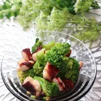 タコとブロッコリーのガーリック醤油炒め