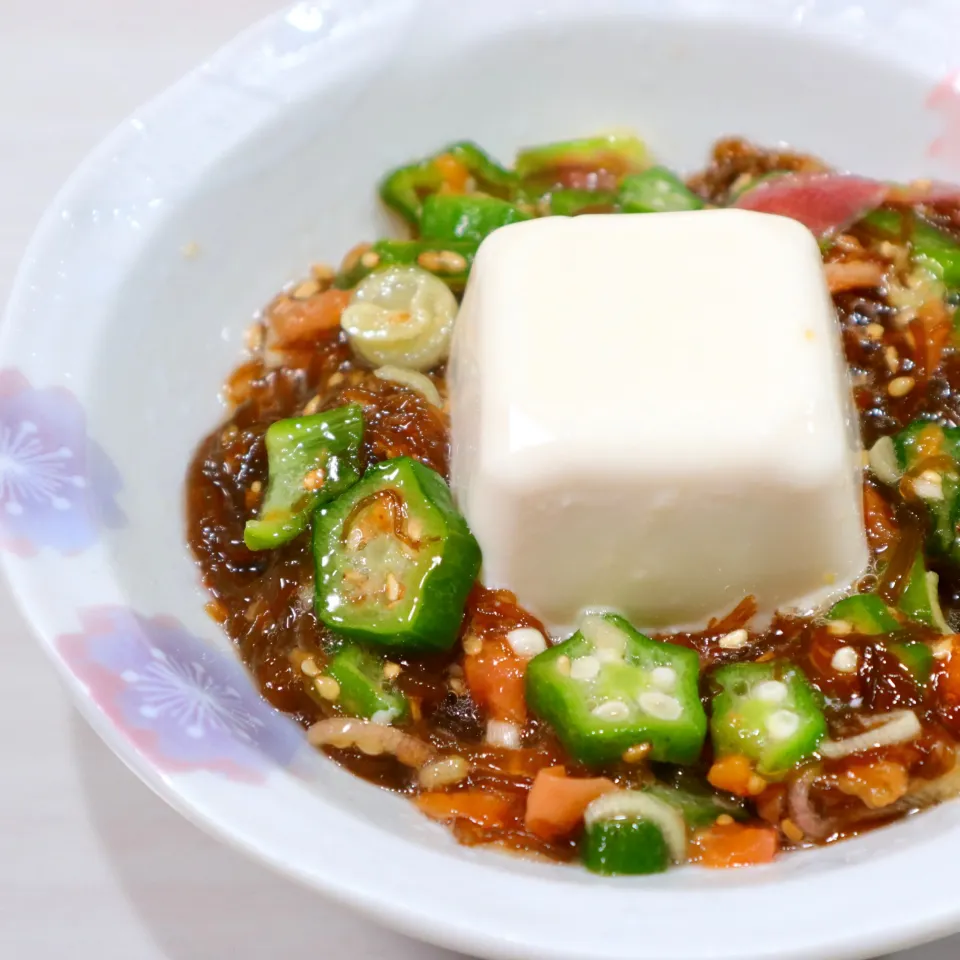 豆腐とオクラの梅もずく|まゆさん