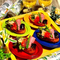ポークパテと野菜のバターソテーバゲット|まめもにおさん