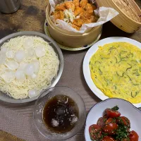 そうめん　オムレツ　鶏肉コチュジャン　トマトナムル|♡misaki♡さん