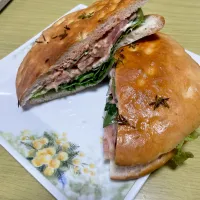 手作りハム、スモークサーモンのサンド|rtkさん