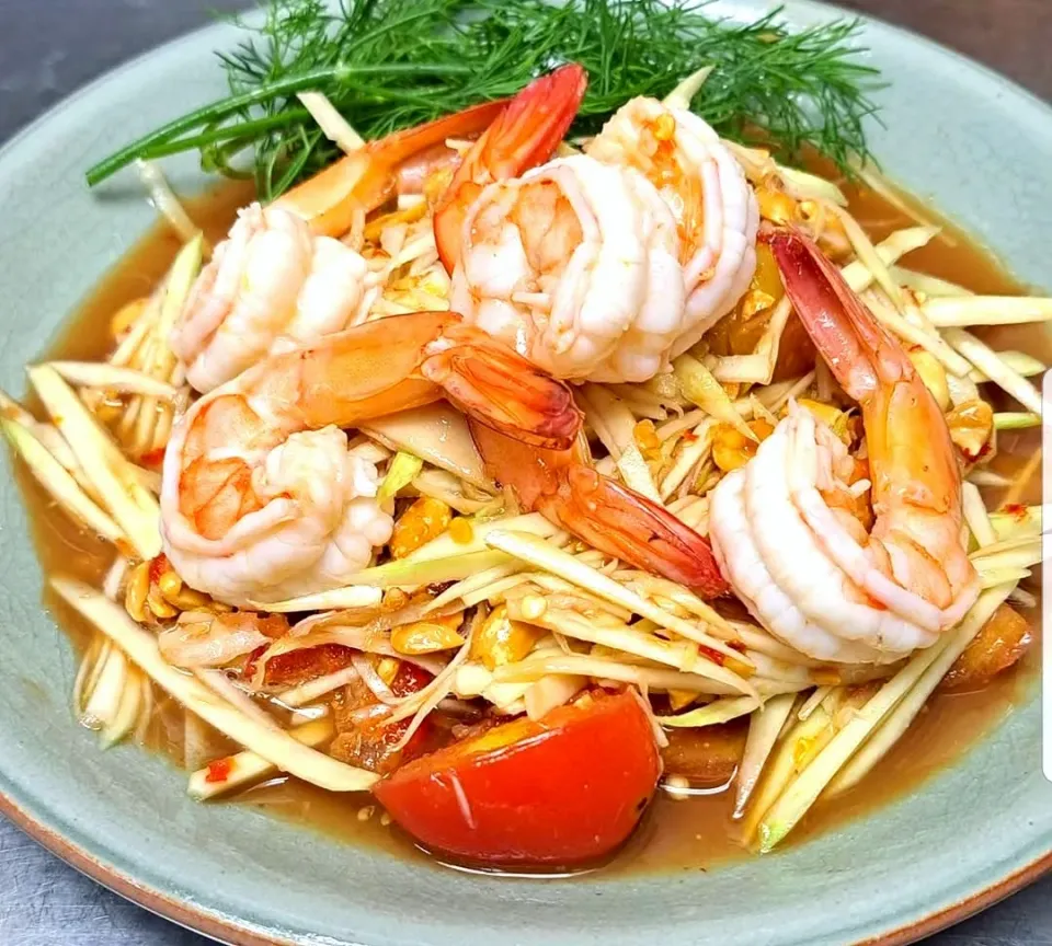 Spicy Papaya Salad w/ Prawns aka Som Tum Thai Sai Goong 🥗🌶🌶🌶🦐|An'leeさん